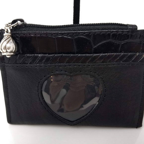 BRIGHTON COIN PURSE IN BLACK SMOOTH LEATHER - Picture 1 of 4